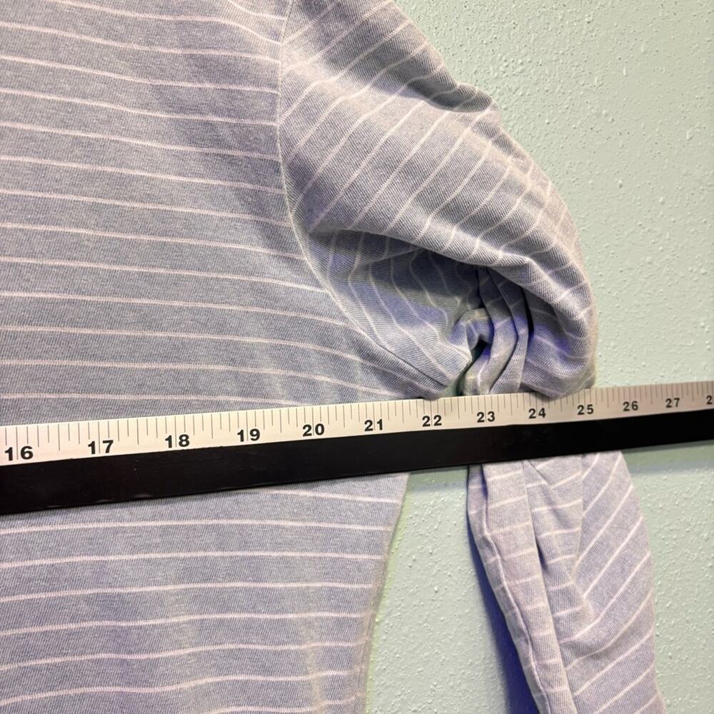 Jane and Delancey Blue Stripe Relaxed Long Ruched Sleeve Top Size M - Picture 5 of 6